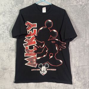 Vintage Disney Mickey Mouse Red Black Single Stitch Short Sleeve Tshirt Size XL